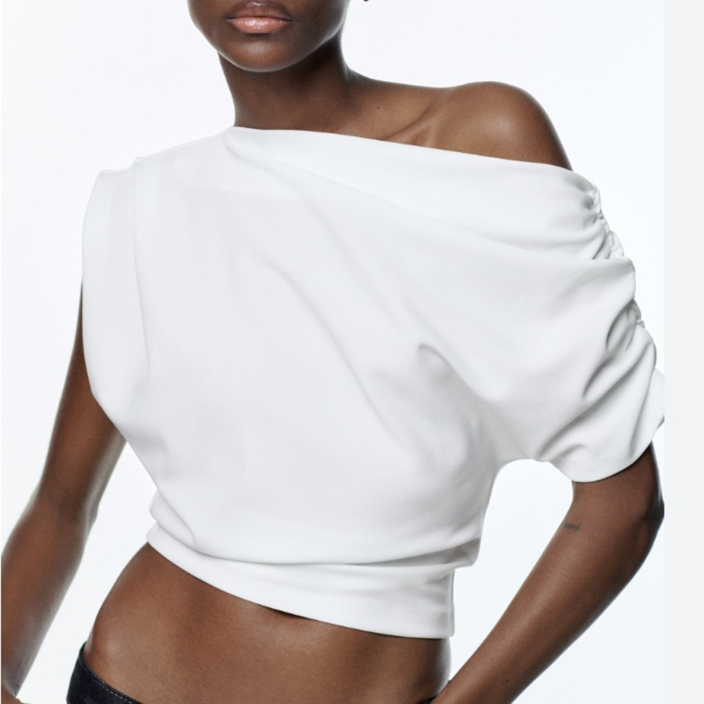 Zara asymmetric top white